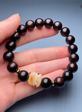 简约菩提卡通猫可爱佛珠手串绿檀黑檀手链中式潮流文玩手链礼品