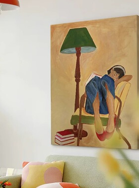 阅读系列手绘油画小众艺术挂画