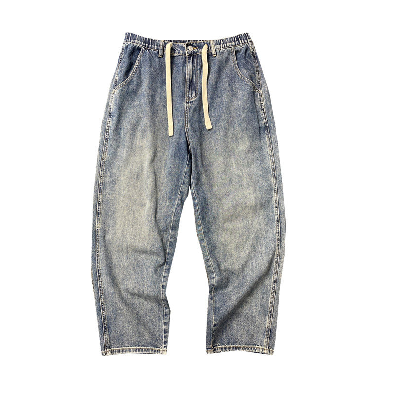 秋冬季美式休闲复古做旧加绒牛仔裤男直筒宽松通勤百搭垂感阔腿裤,淘宝优惠券,粉丝福利购,淘宝优惠卷