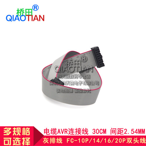 灰排线 FC-10P/14/16/20P双头线 电缆AVR连接线 30CM 间距2.54MM - 图0