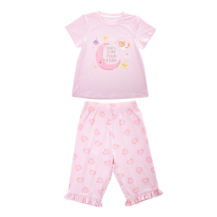 【商场同款】梦洁宝贝儿童纯棉莫代尔家居服儿童睡衣女童夏季套装 - 图2