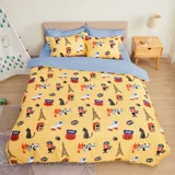 Мультяшный хлопковый комплект, покрывало, пододеяльник, простыня, постельные принадлежности, 4 предмета, 3 предмета