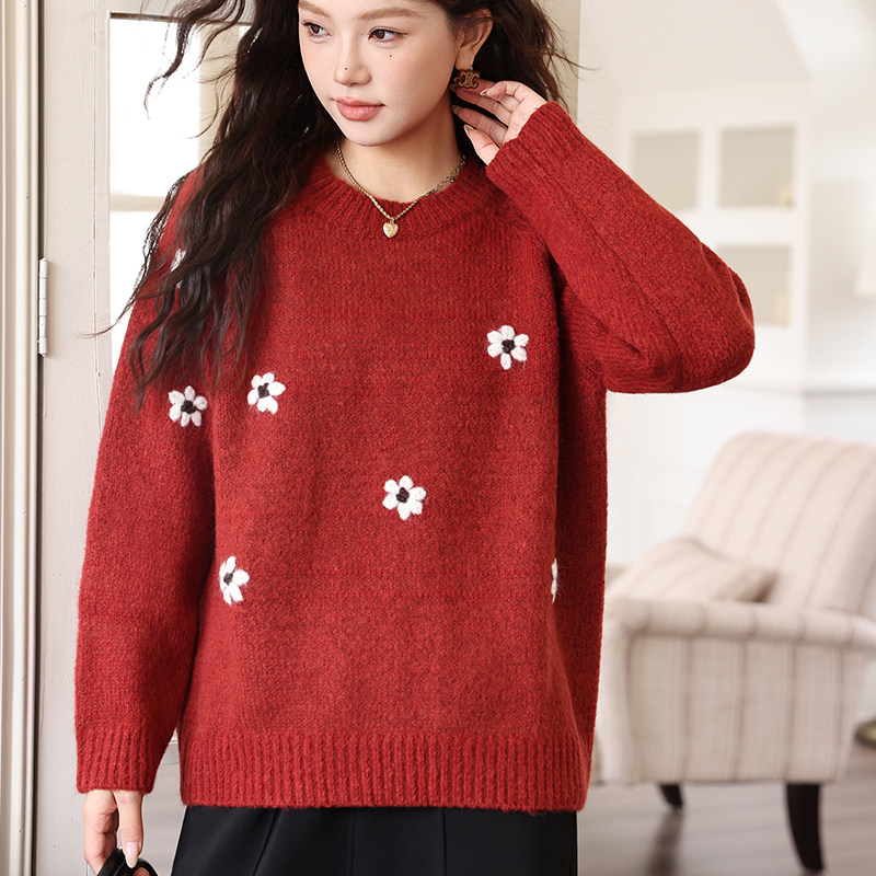 绮娑大码毛衣女胖mm秋冬装新款宽松遮肉百搭长袖甜美减龄套头上衣,淘宝优惠券,粉丝福利购,淘宝优惠卷