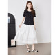 Qisao Women's Large Size Mid-Length Jacquard Lace Skirt 2025 Summer New Style Covering White Skirt