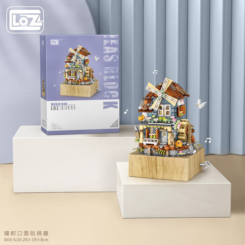 LOZ俐智风车屋音乐盒八音盒小颗粒积木拼图小屋玩具立体拼装房子-图3