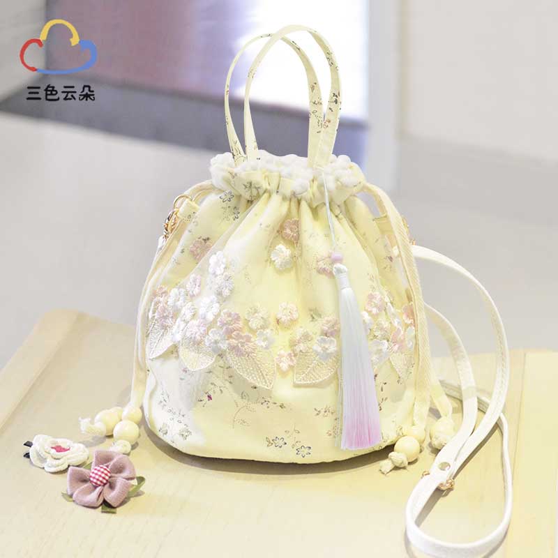 古风包包女斜挎包汉服配饰中国风刺绣小清新蕾丝迷你森系水桶包,淘宝优惠券,粉丝福利购,淘宝优惠卷