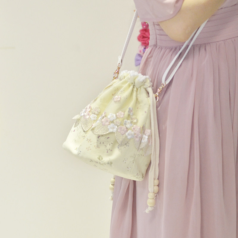 古风包包女斜挎包汉服配饰中国风刺绣小清新蕾丝迷你森系水桶包,淘宝优惠券,粉丝福利购,淘宝优惠卷