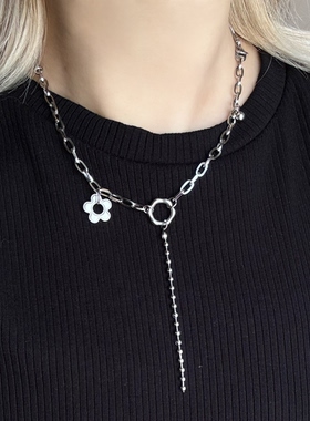 日韩系ins风可爱简约花朵圈圈拼接项链小众设计复古y2k甜酷锁骨链