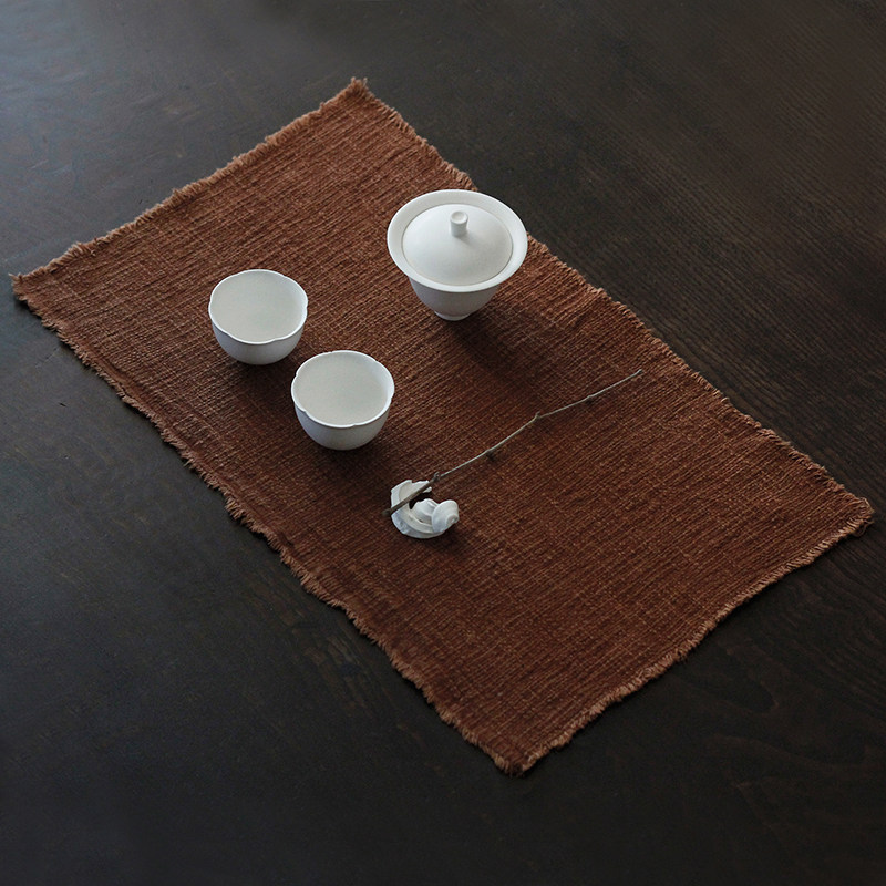 合行序 植物染茶席薯莨染手工布自然流苏小众草木染桌旗布垫,淘宝优惠券,粉丝福利购,淘宝优惠卷