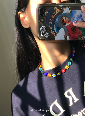 花朵串珠米珠女清新百搭项链