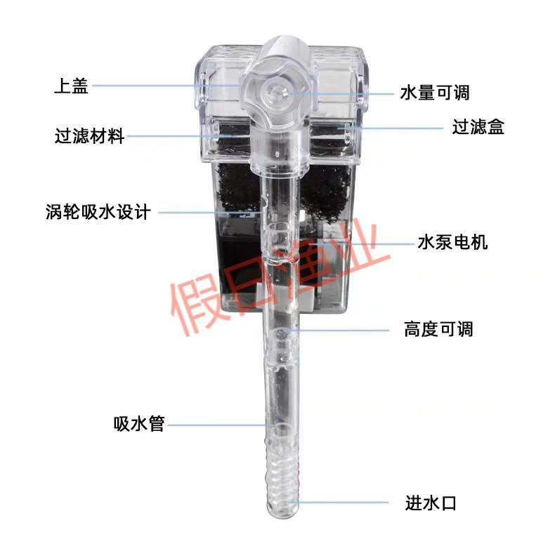 NO1壁挂式过滤器小鱼草缸外置幕布静音过滤泵造浪充氧循环净水泵-图3