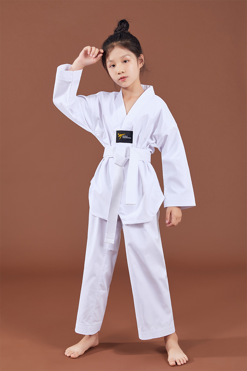 新款白领跆拳道服装成人儿童初学长袖薄款夏季男女大学生定制道服 - 图3