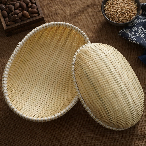 Изготовление бамбука ручной работы, фермерский дом, круглый пылен, корзина для булочки, домашняя бамбуковая бамбука бамбука, эллиптическая