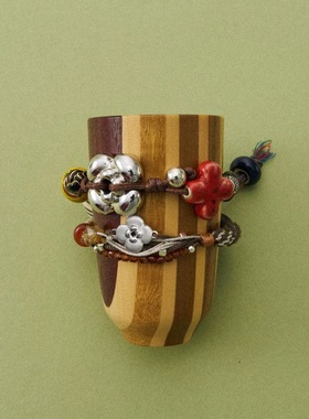 刘浩存同款花朵串珠编绳手链小众简约藏族风陶瓷花木珠编手链2026