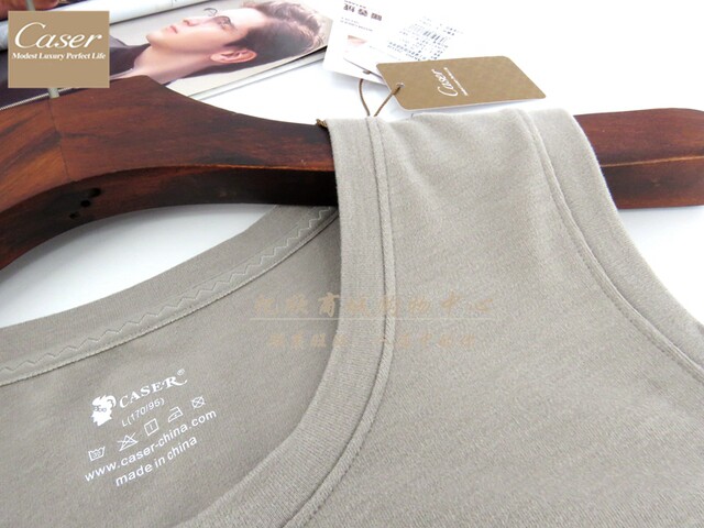 Caesar Men's Warm Ginger Light Skin Velvet Round Neck Thin Velvet Vest