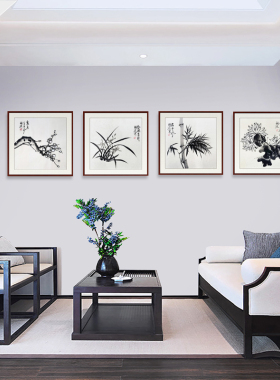 专业纯手绘国画客厅四联四君子