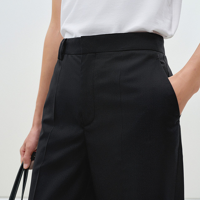 ຫນ້ອຍບ່ອນເຮັດວຽກ Commuting Suit Pants ຂອງແມ່ຍິງ Tapered Pants ເກົ້າຈຸດ