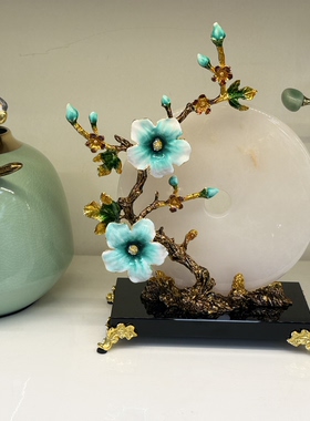 新中式珐琅彩兰花平安扣摆件