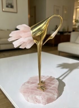 粉水晶天鹅摆件客厅玄关电视柜工艺品家居办公室装饰乔迁送礼