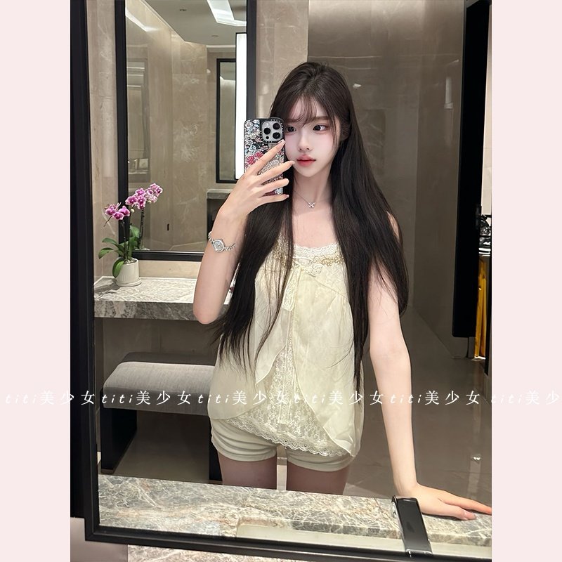 【TiTi美少女】纯欲甜美定制刺绣网纱吊带春季千金名媛娃娃衫上衣,淘宝优惠券,粉丝福利购,淘宝优惠卷