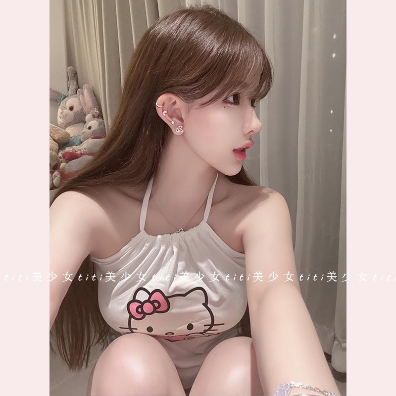 【TiTi美少女】纯欲幼态Kitty挂脖可爱少女背心春季内搭外穿上衣,淘宝优惠券,粉丝福利购,淘宝优惠卷