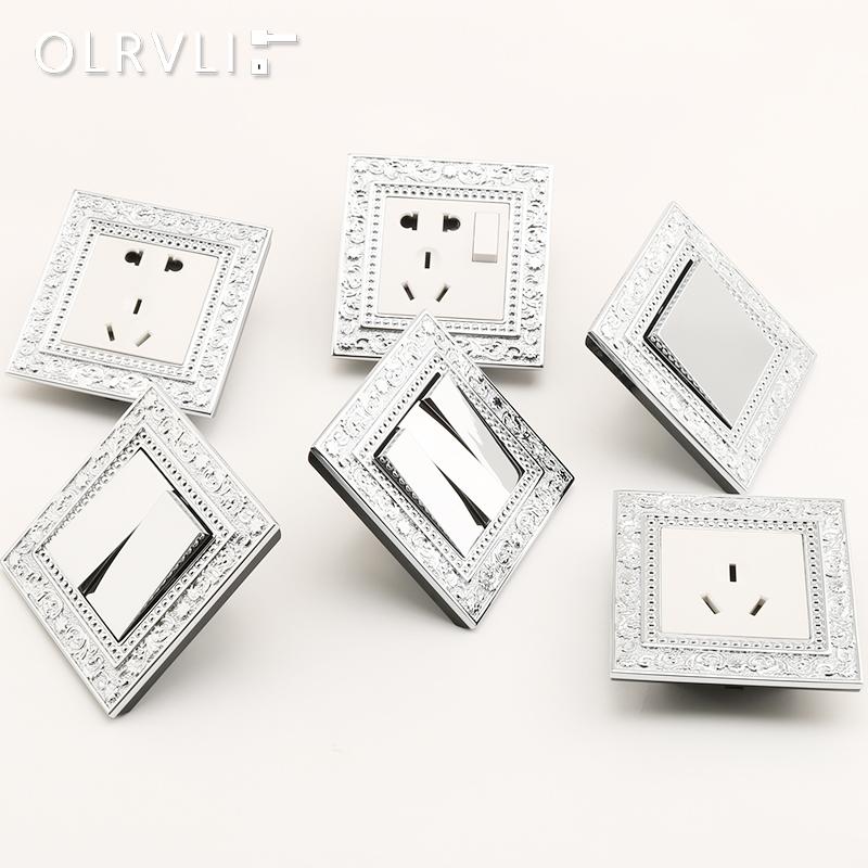 黄铜镀铬银复古法式开关插座欧式86型开关中古风墙壁开关插座面板 - 图0