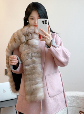 长款真狐狸毛围巾围脖女阿雅家冬季新款真毛毛绒加厚保暖百搭千金