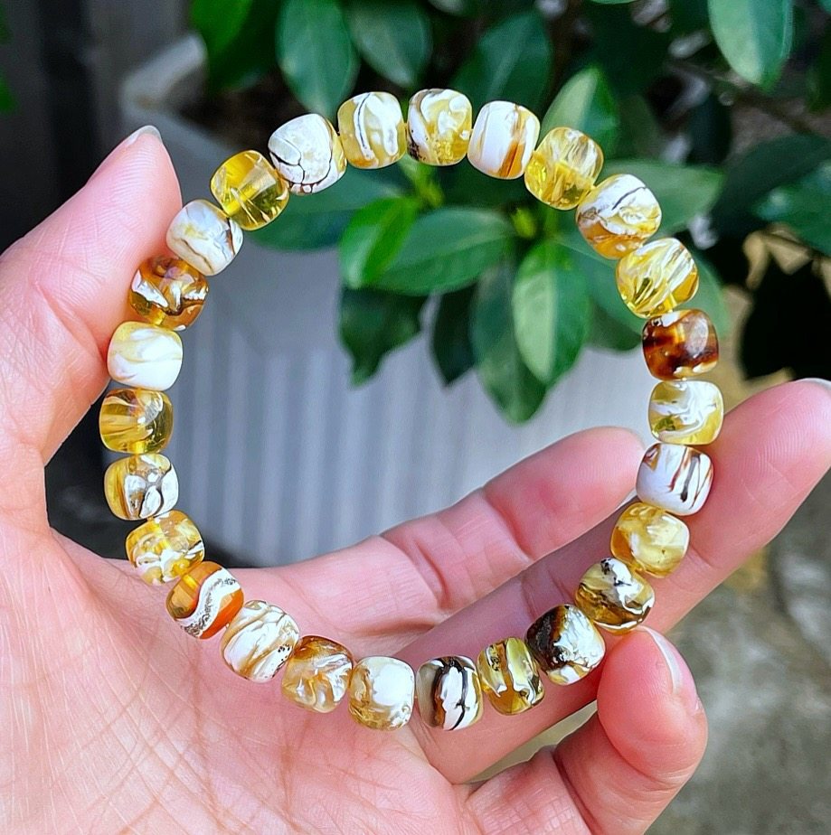 正品天然俄料精品金瓷白沁色溶洞蜜蜡8.5mm老型手链文玩珠宝饰品,淘宝优惠券,粉丝福利购,淘宝优惠卷