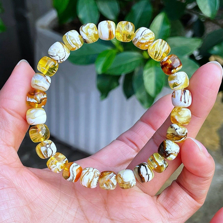 正品天然俄料精品金瓷白沁色溶洞蜜蜡8.5mm老型手链文玩珠宝饰品,淘宝优惠券,粉丝福利购,淘宝优惠卷