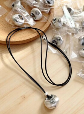 国潮新中式足银胖福字长款毛衣链