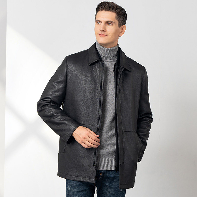 雪豹真皮皮衣男头层鹿皮商务休闲老钱体制内翻领水貂内胆夹克外套,淘宝优惠券,粉丝福利购,淘宝优惠卷