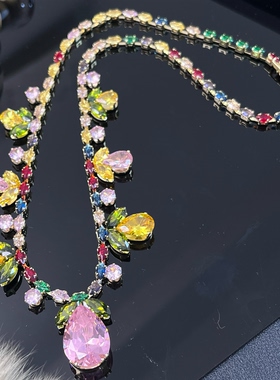 铜合金宫廷风春日小花项链8221