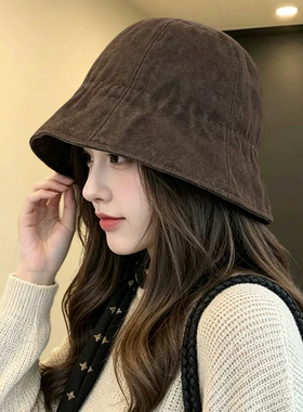韩系碎花宽檐显脸小渔夫帽女