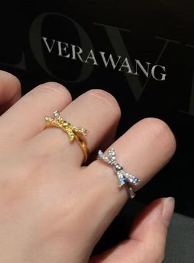 s925银难哄同款蝴蝶结求婚戒指