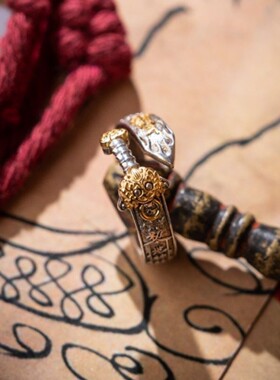 2026新款道家七星剑戒指开口可调节复古朋克小众设计高级感送礼物