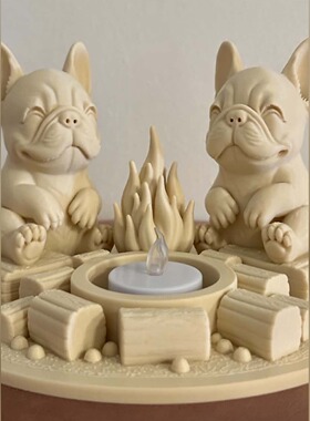 法斗摆件狗狗生日礼物送什么桌面好物篝火伙伴烛台法国斗牛犬朋友