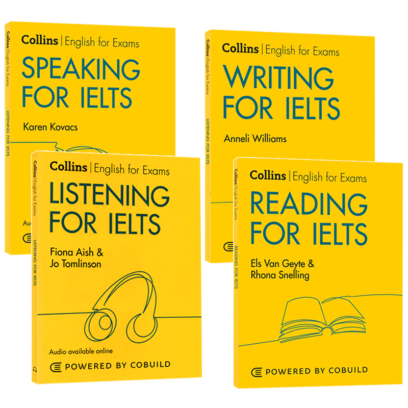 柯林斯雅思考试系列套装 Collins English for IELTS 英文原版教材 雅思英语阅读听力口语写作技巧4本 进口自学参考工具书