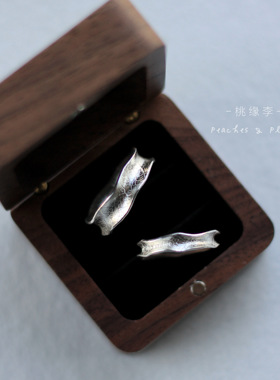 海浪·情侣对戒纯银一对结婚黄金戒指男999足银圣诞节定制礼物女