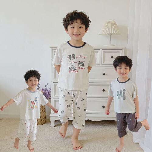 A类可降解～莱塞尔面料10A抗菌夏季亲子款儿童家居服套装AL2602 - 图0