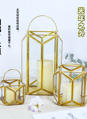 金色创意餐桌婚庆手提梯形摆件