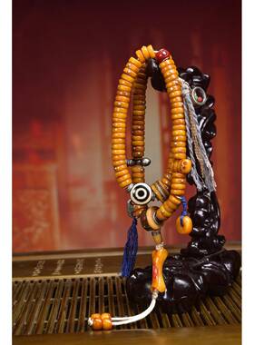 藏传盘珠108 颗佛珠念珠牛骨经文嘎乌盒手串男女手链项链