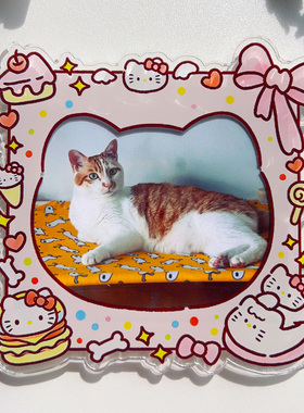 3寸小卡情侣相框磁吸冰箱贴卡通Kitty装饰礼物生日亚克力冰箱贴
