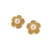 Natural freshwater pearl flower jewelry set Zircon inlaid pearl necklace earrings stud ring three-piece set