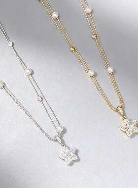 高级感满钻星星项链女轻奢小众设计锁骨链高级感吊坠时尚通勤款