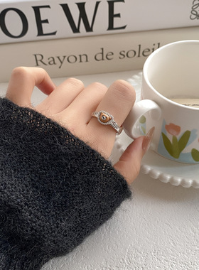 童趣满分甜美咖色滴油小熊可调节开口指环戒指小众高级轻奢食指戒