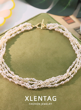 原创天然淡水珍珠卡扣项链女百搭高级感手工脖颈链气质轻奢锁骨链