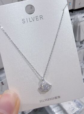 闪亮银饰简约蝴蝶几何吊坠s925银个性项链气质高级感时尚锁骨链