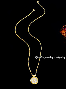 卡娜米娜 新中式轻奢锆石罗盘项链 国潮时尚气质百搭高级感锁骨链