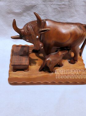 摆件巴基斯坦木雕生肖牛工艺品