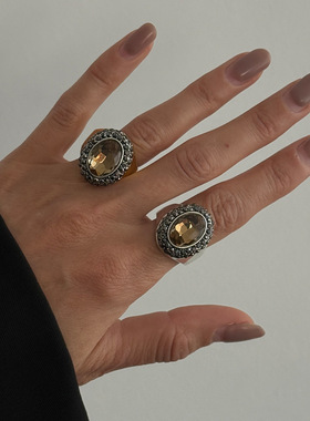 欧美跨境饰品 小众设计感镶钻方形开口戒指 复古个性可调节指环戒